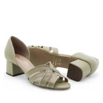 Peep Toe Média Couro Limoux Erva Doce e Off