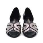Peep Toe Média Couro Limoux Preta e Onix