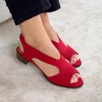 Sandália Salto Baixo Neoprene Nuage Vermelha