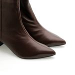 Bota Bico Fino Couro Louvre Chocolate