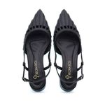 Scarpin Salto Baixo Couro Mende Preto 