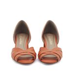 Peep Toe Média Couro Fruges Coral