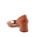 Peep Toe Média Couro Fruges Coral