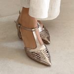 Scarpin Couro Chelles Prata Velho