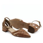 Scarpin salto baixo couro Le Mans Whisky
