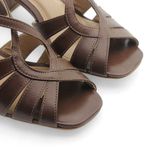 Sandália Salto Médio Couro Aniche Chocolate