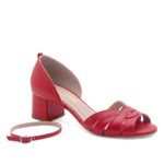 Peep Toe Média Couro Fruges Vermelho