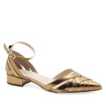 Scarpin salto baixo couro Le Mans Bronze