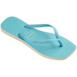Chinelo Havaianas Square Glitter Neon - Bege Palha/Azul