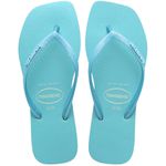 Chinelo Havaianas Square Glitter Neon - Bege Palha/Azul