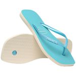Chinelo Havaianas Square Glitter Neon - Bege Palha/Azul