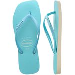 Chinelo Havaianas Square Glitter Neon - Bege Palha/Azul