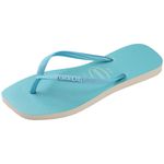 Chinelo Havaianas Square Glitter Neon - Bege Palha/Azul