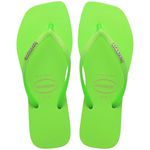 Chinelo Havaianas Square Glitter Neon - Bege Palha/Verde