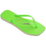 Chinelo Havaianas Square Glitter Neon - Bege Palha/Verde