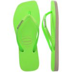 Chinelo Havaianas Square Glitter Neon - Bege Palha/Verde