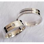 Par De Alianças Em Prata 950 + Anel Solitário