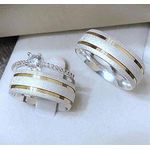 Par De Alianças Em Prata 950 + Anel Solitário