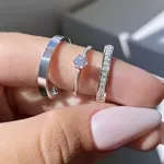 Par De Alianças Em Prata 950 + Anel Solitário 