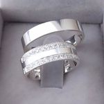 Par De Alianças Em Prata 950 + Anel Solitário