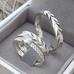 Par De Alianças Em Prata 950 + Anel Solitário