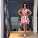 Vestido estampado curto Catarina rosa