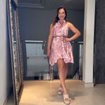 Vestido estampado curto Catarina rosa