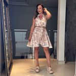 Vestido estampado curto Catarina branca