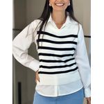 Conjunto Lua listrado branco