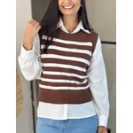 Conjunto Lua listrado marrom
