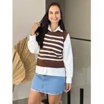 Conjunto Lua listrado marrom