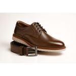 Sapato Casual Bergamo Couro Legítimo Café + Brinde Exclusivo: Cinto