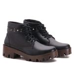 Coturno Feminino Couro Tratorado Spike Preto