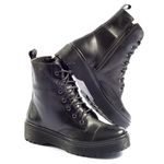 Coturno Feminino Couro Jade Cano Médio Preto