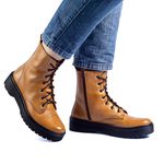 Coturno Feminino Cano Médio Couro Jade Caramelo