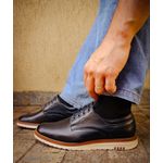 Sapato Casual Bergamo Couro Legítimo Preto + Brinde Exclusivo: Cinto