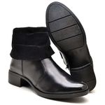 Bota Feminina Cano Baixo Couro Polaina Preta