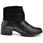 Bota Feminina Cano Baixo Couro Polaina Preta