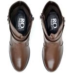 Bota Feminina Cano Baixo Couro Buckle Café