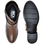 Bota Feminina Cano Baixo Couro Buckle Café