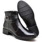 Bota Feminina Cano Baixo Couro Buckle Preta
