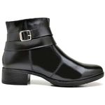 Bota Feminina Cano Baixo Couro Buckle Preta