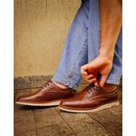Sapato Casual Bergamo Couro Legítimo Café + Brinde Exclusivo: Cinto