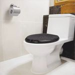 Assento Sanitário Oval Universal Almofadado com Efeito em Mármore Atlas Preto