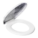 Assento Sanitário Oval Universal Almofadado com Efeito em Mármore Atlas Branco