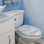 Assento Sanitário Oval Universal Almofadado com Efeito em Mármore Atlas Branco