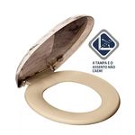 Assento Sanitário Oval Universal Almofadado com Efeito em Mármore Atlas Bege