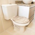 Assento Sanitário Oval Universal Almofadado com Efeito em Mármore Atlas Bege