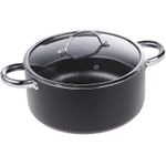 Kit Jogo Conjunto de Panelas 5 Peças Curry Brinox Antiaderente em Alumúnio com Tampa de Vidro Preto