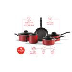 Conjunto Jogo de Panelas Antiaderente com 5 Peças Brinox Garlic Vermelho